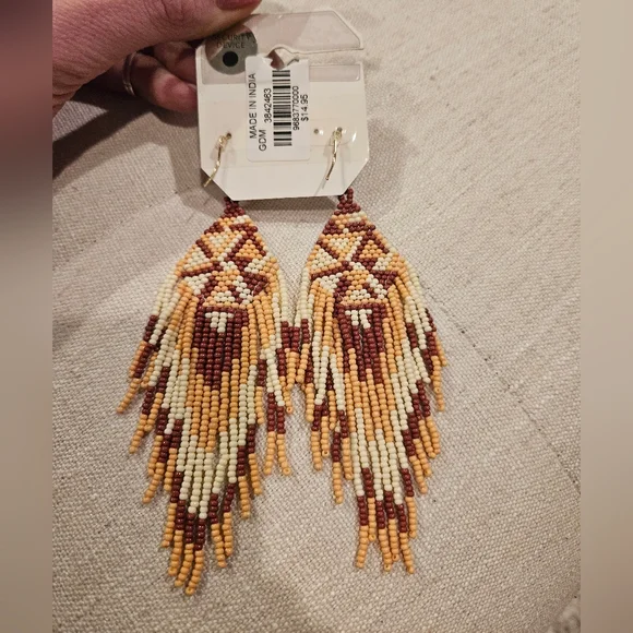 Beaded Fringe Earrings - Picture 2 of 3